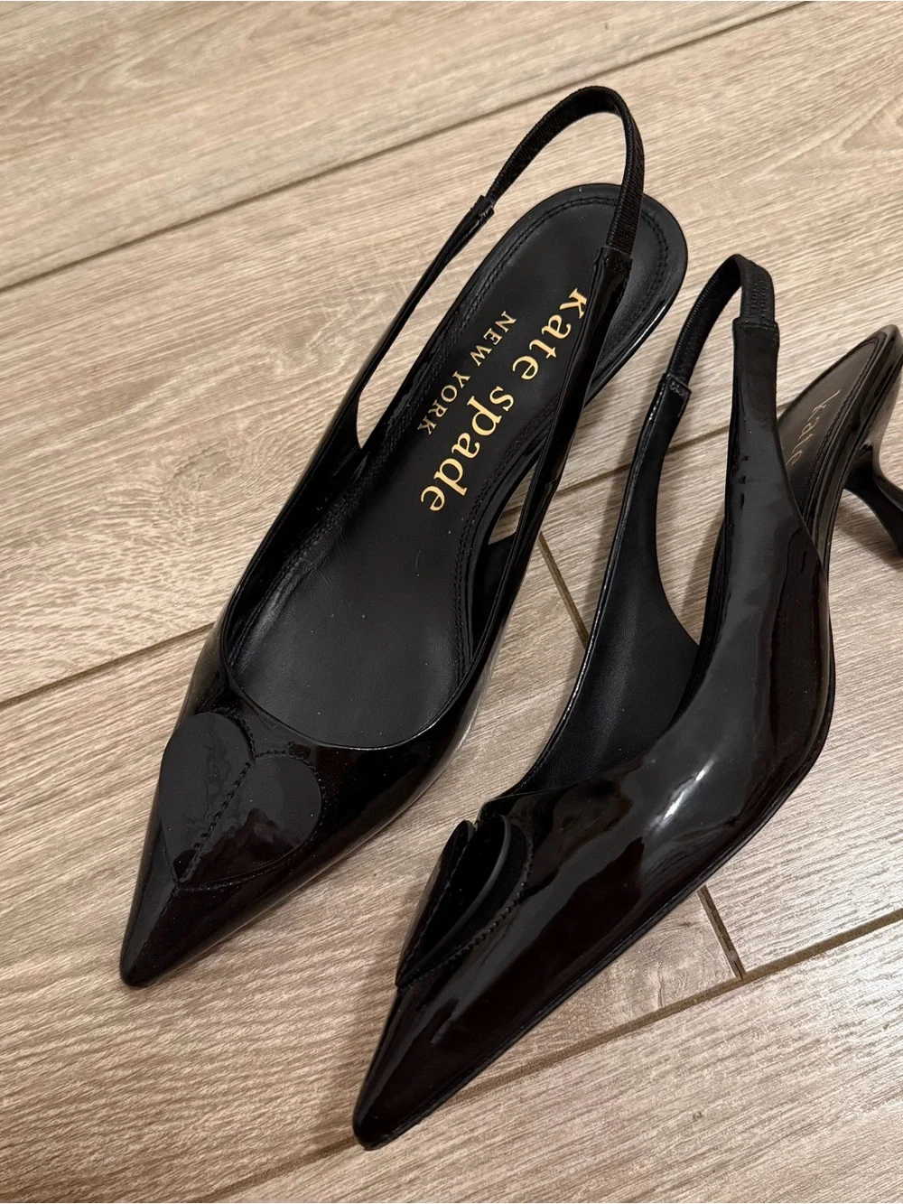 Kate Spade Lover Slingback Black Heart Kitten Heel